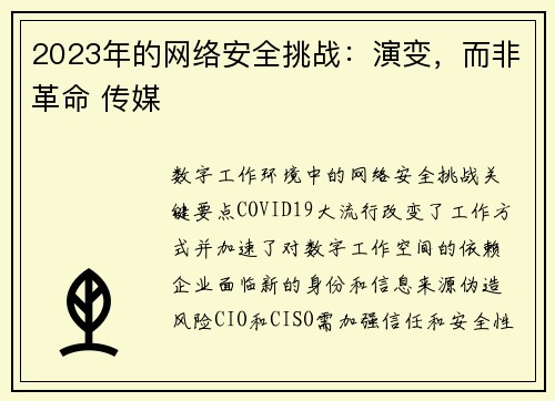 2023年的网络安全挑战：演变，而非革命 传媒