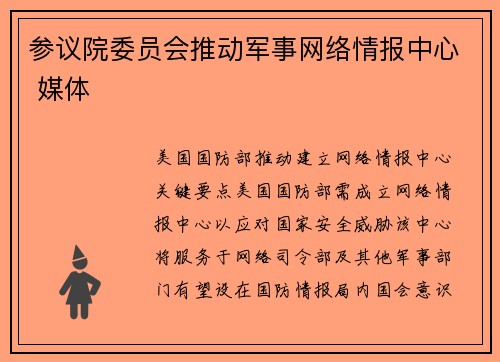 参议院委员会推动军事网络情报中心 媒体